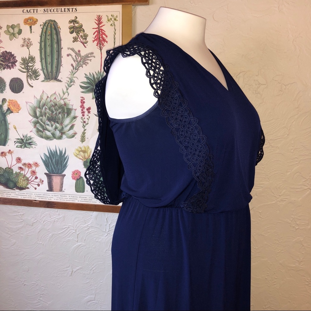 Lovely lace trim navy dress